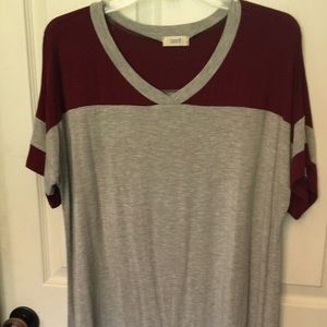 Maroon/Grey Top